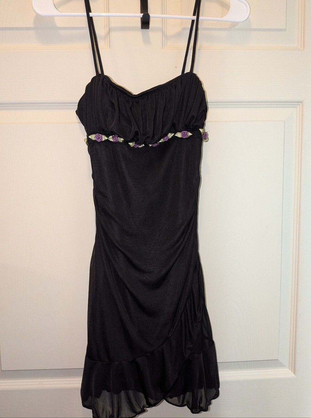dELiA*s Black Mini Dress with Purple Floral Trim
